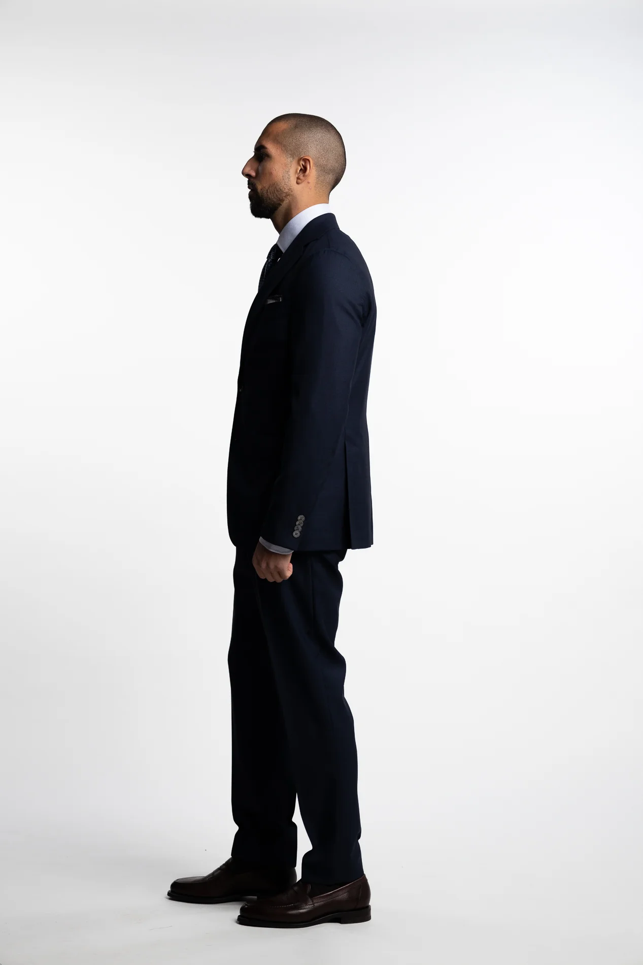 Parma Slim Fit Wool Trouser Navy Check - Image 2