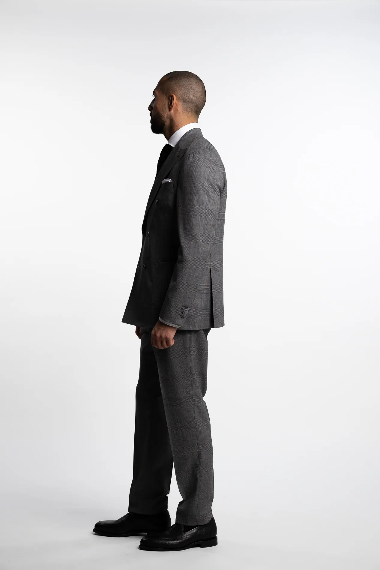Vicenza Double Breasted Wool Blazer Grey Check - Image 2