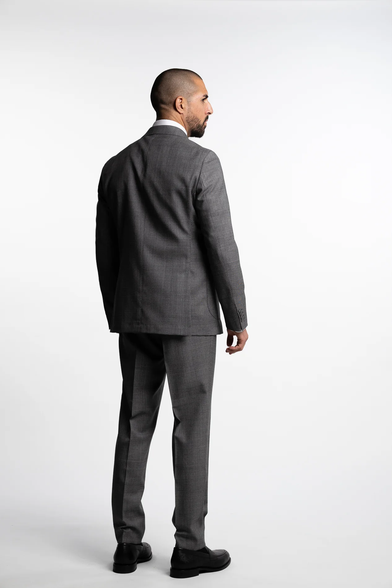 Vicenza Double Breasted Wool Blazer Grey Check - Image 3