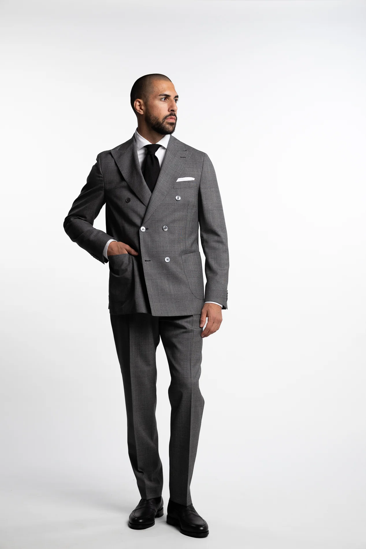 Vicenza Double Breasted Wool Blazer Grey Check - Image 6