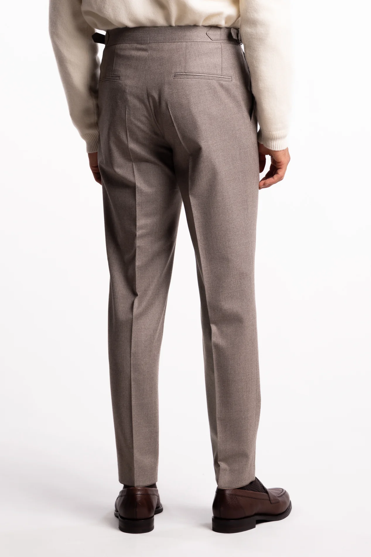 Prato Flanell Trousers Beige Melange - Image 3