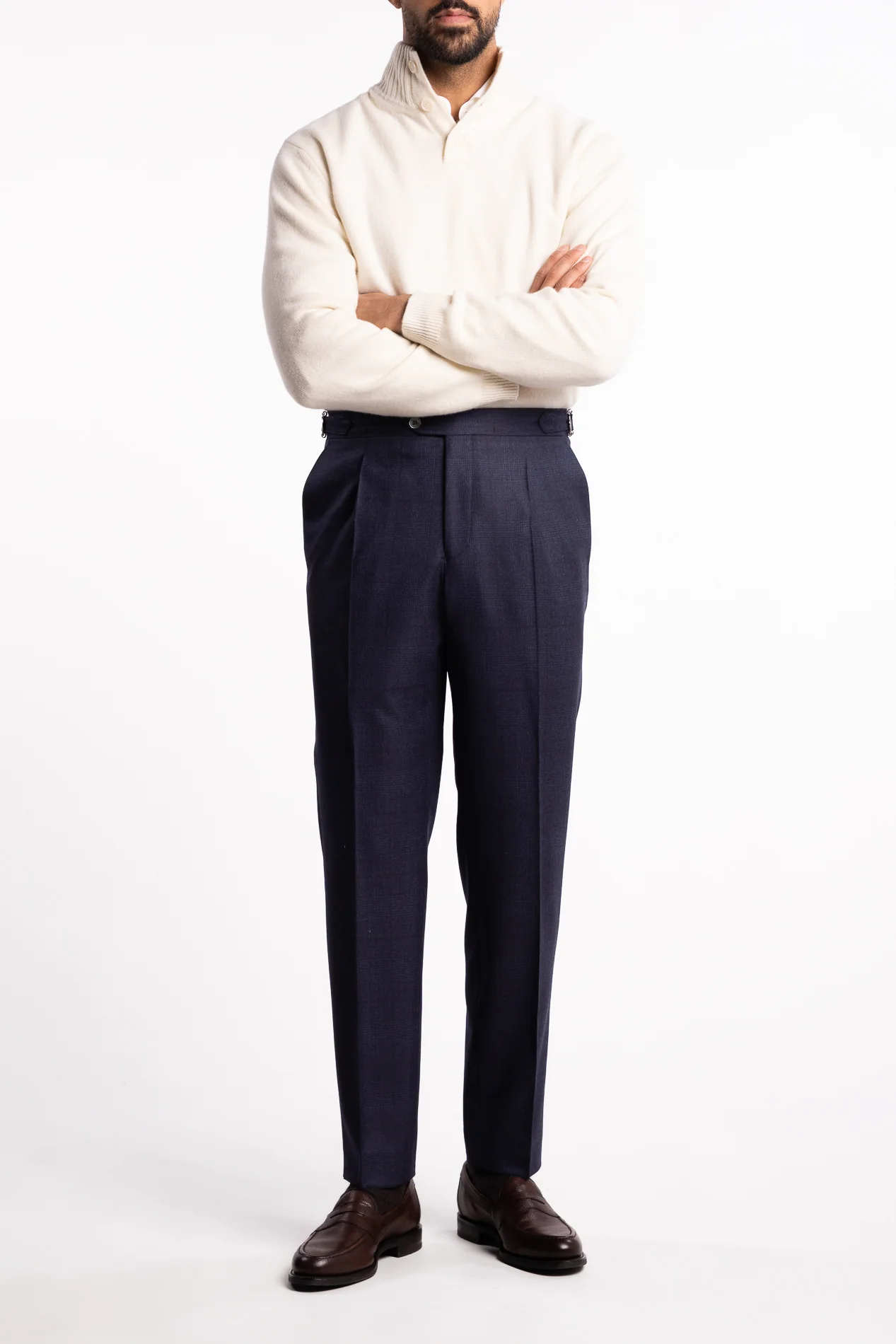 Prato Flanell Pant Navy Check - Image 5
