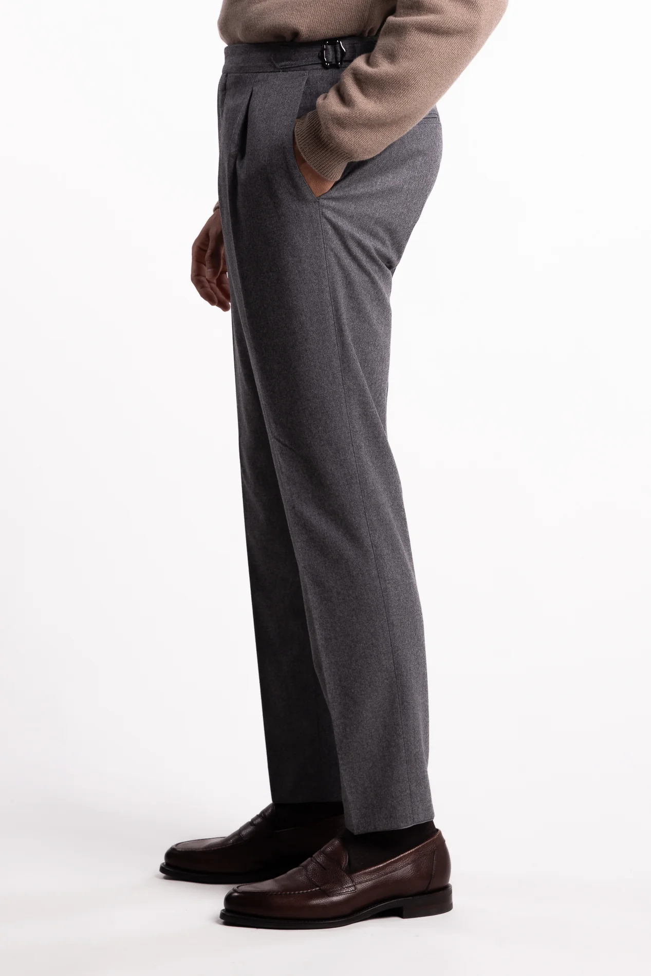 Prato Flannel Trousers Grey Melange - Image 2