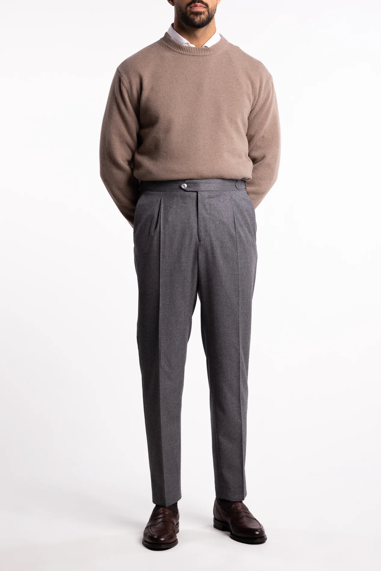Prato Flannel Trousers Grey Melange - Image 4