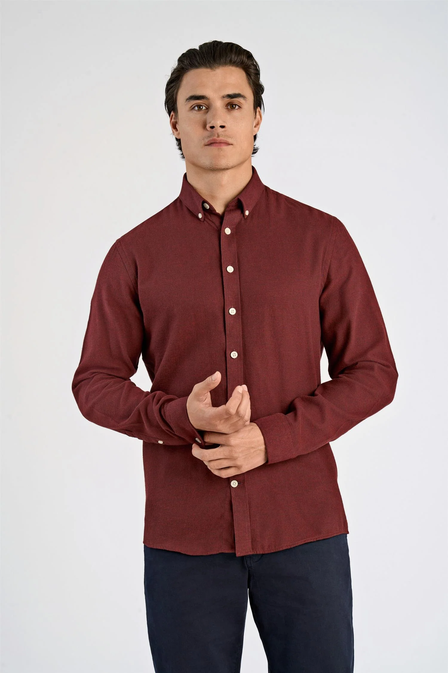 Flannel Shirt Burgundy - Image 2