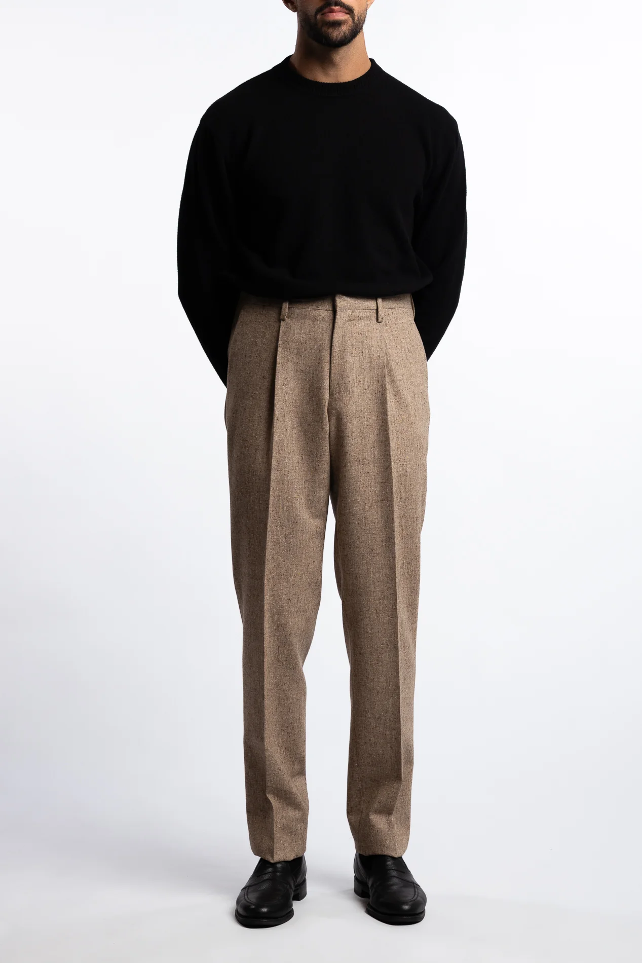 Wool Regular Fit Trousers Beige - Image 4