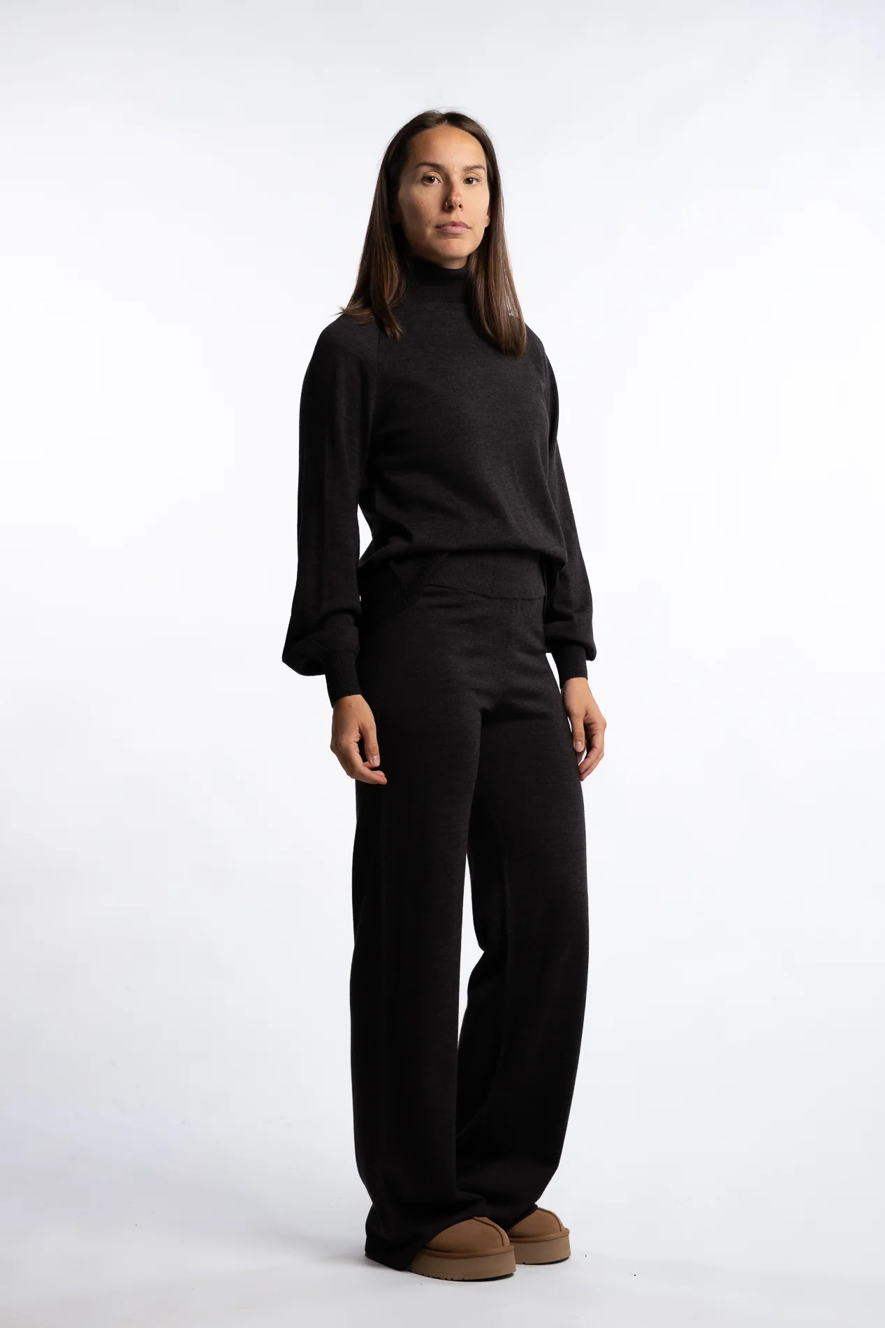 Minken Merino Sweater- Dark Brown Melange - Image 6