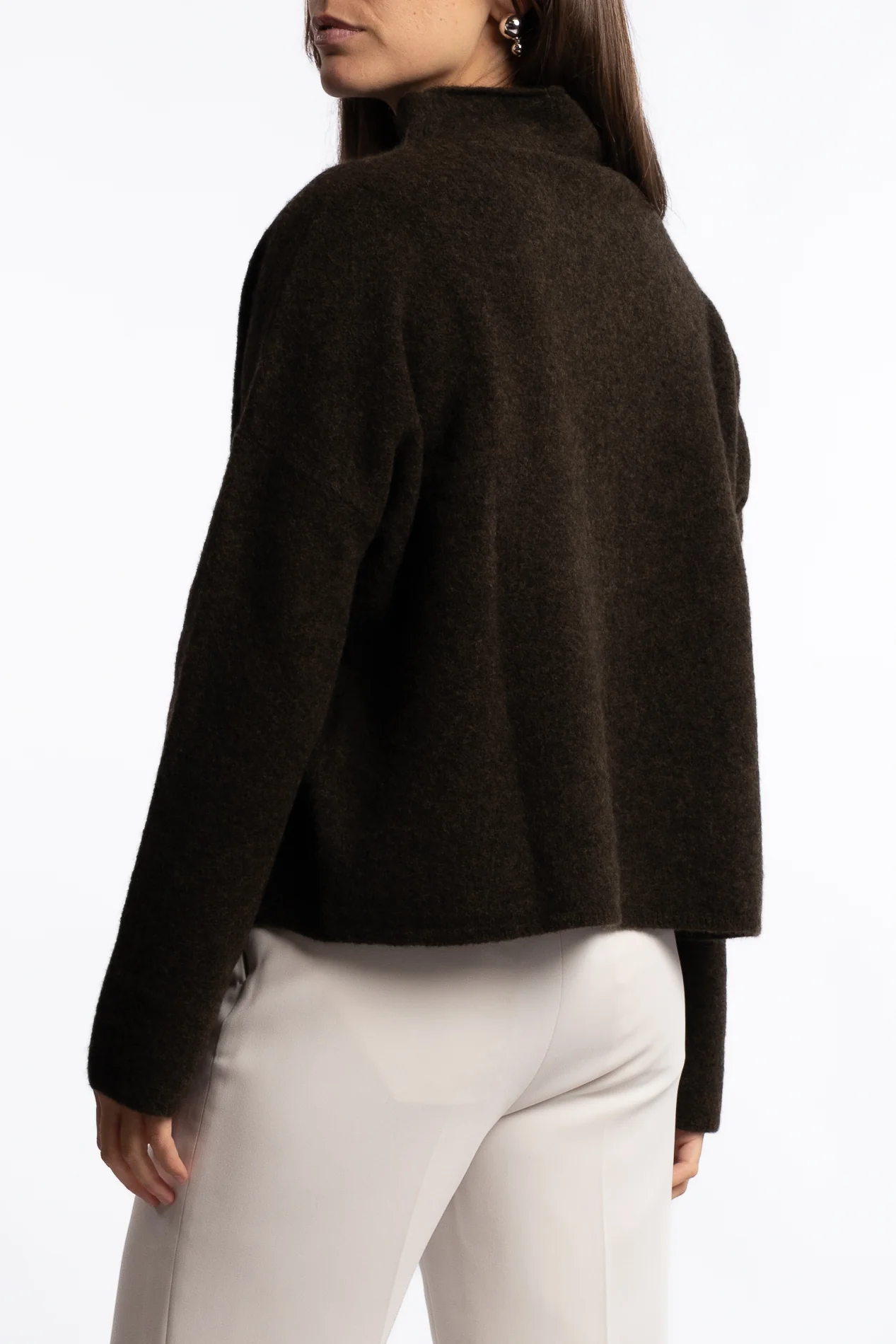 Mika Yak Funnelneck Sweater- Dark khaki green - Image 2