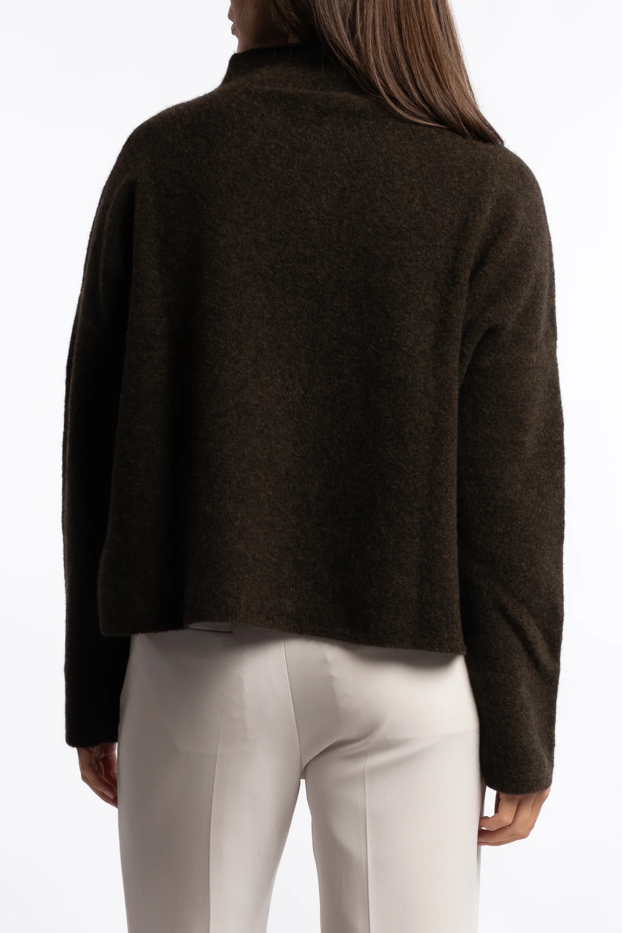 Mika Yak Funnelneck Sweater- Dark khaki green - Image 3