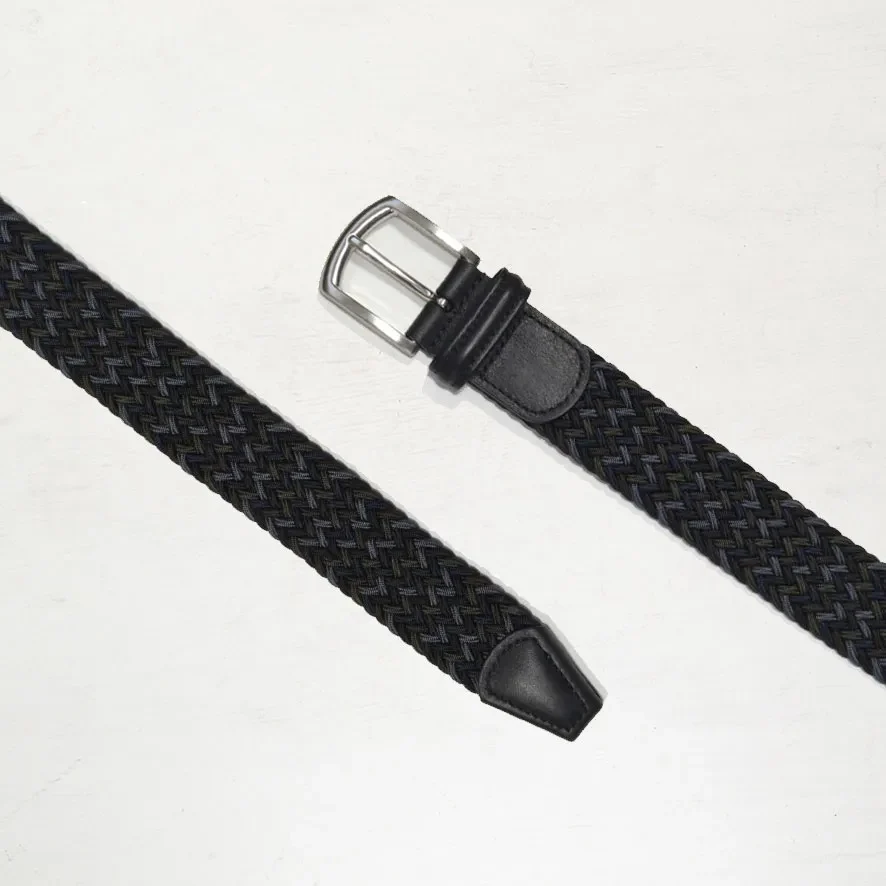 Classic Multi Colour Elastic Woven Belt Navy/Khaki/Charcoal/Grey 3,5 cm - Image 4