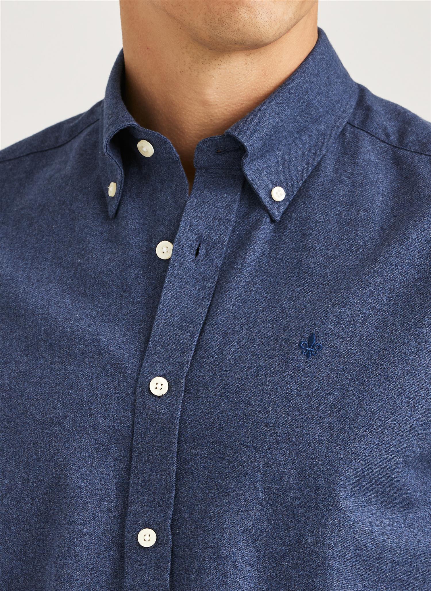 Watts Flannel Shirt Slim Fit Navy - Image 3