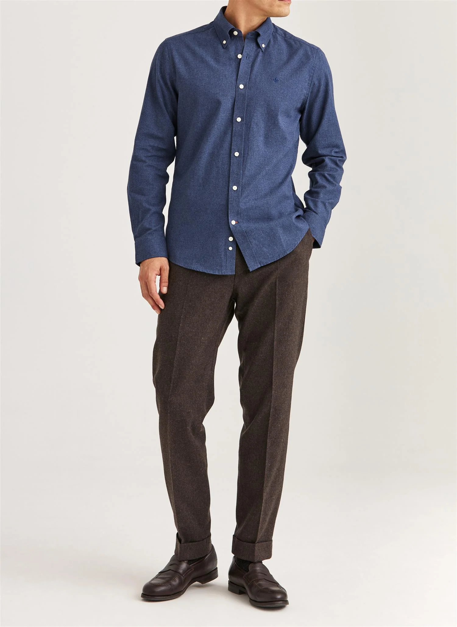Watts Flannel Shirt Slim Fit Navy - Image 4