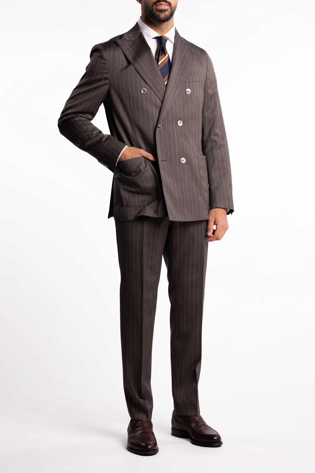 Vicenza DB Blazer Brown Pinstripe - Image 4
