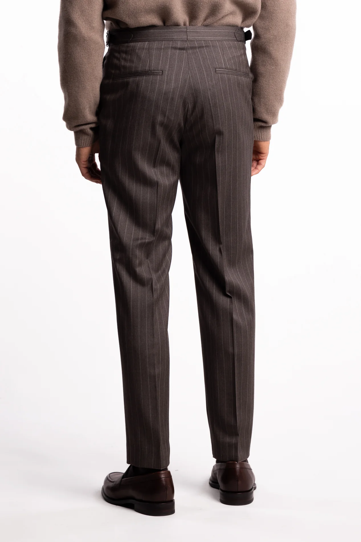Prato Wool Trousers Brown Pinstripe - Image 3