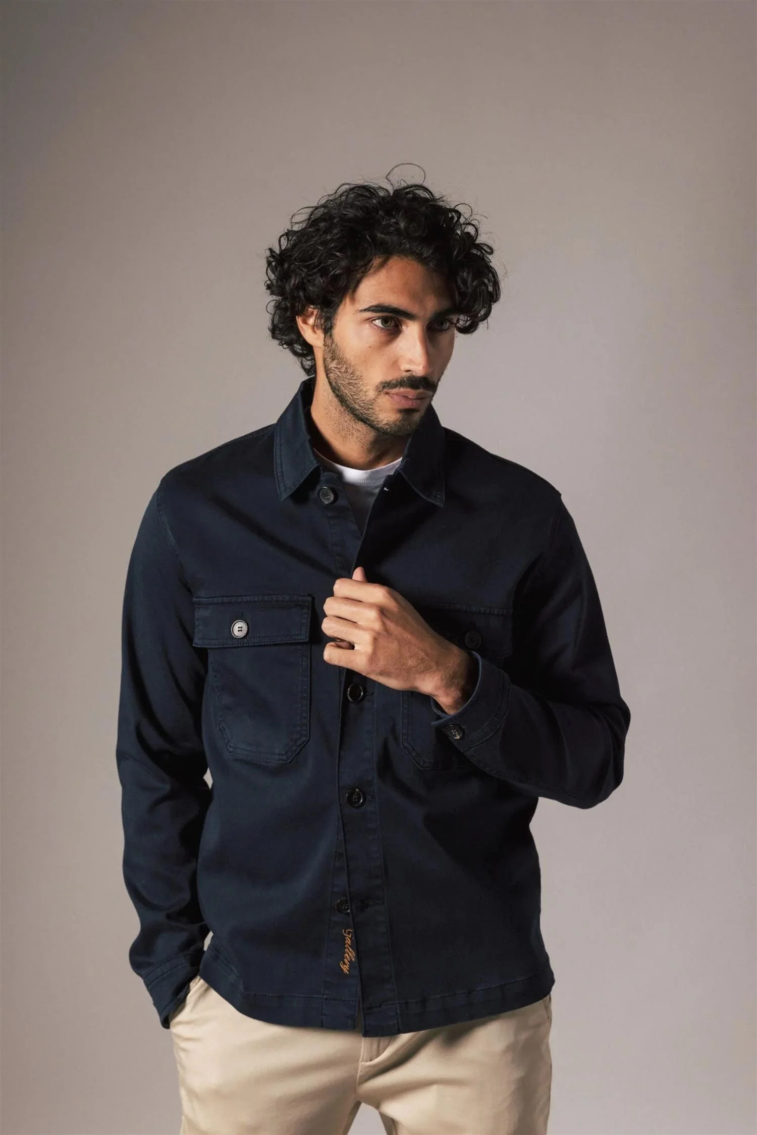 Matteo Soft Overshirt Navy - Image 3