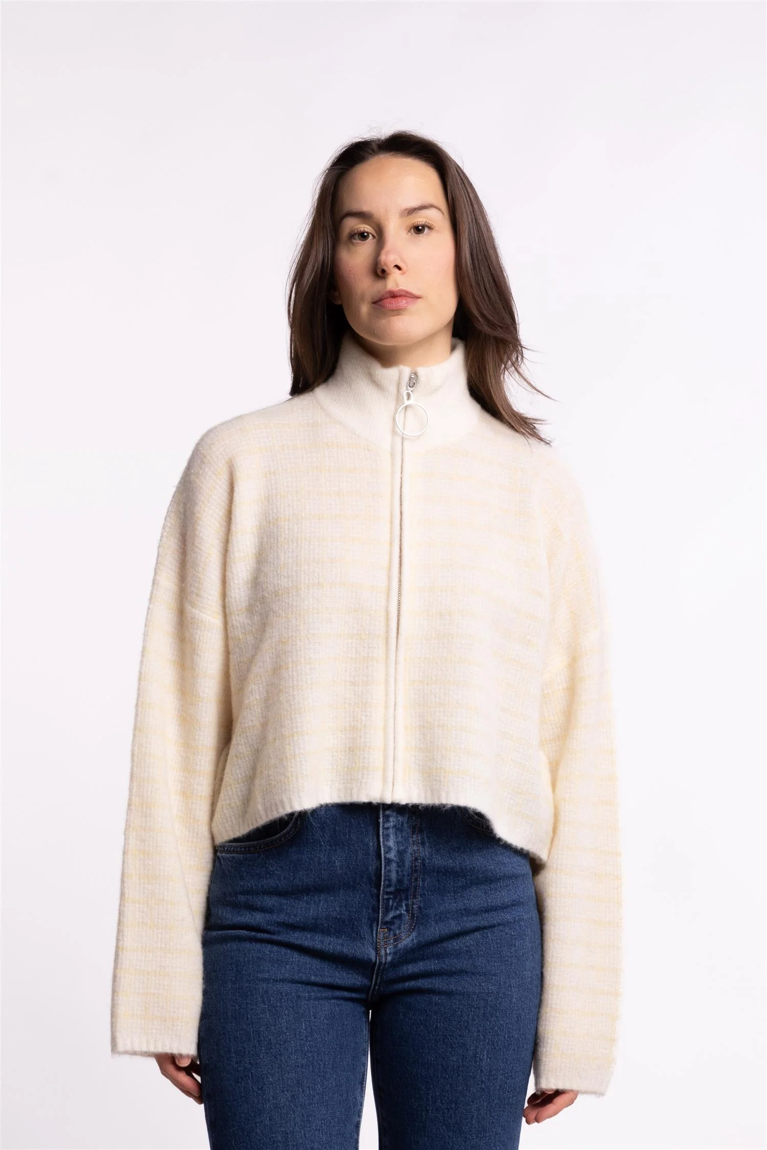 Tine Waflle Check Cardigan- Lt Yellow Mix - Image 3