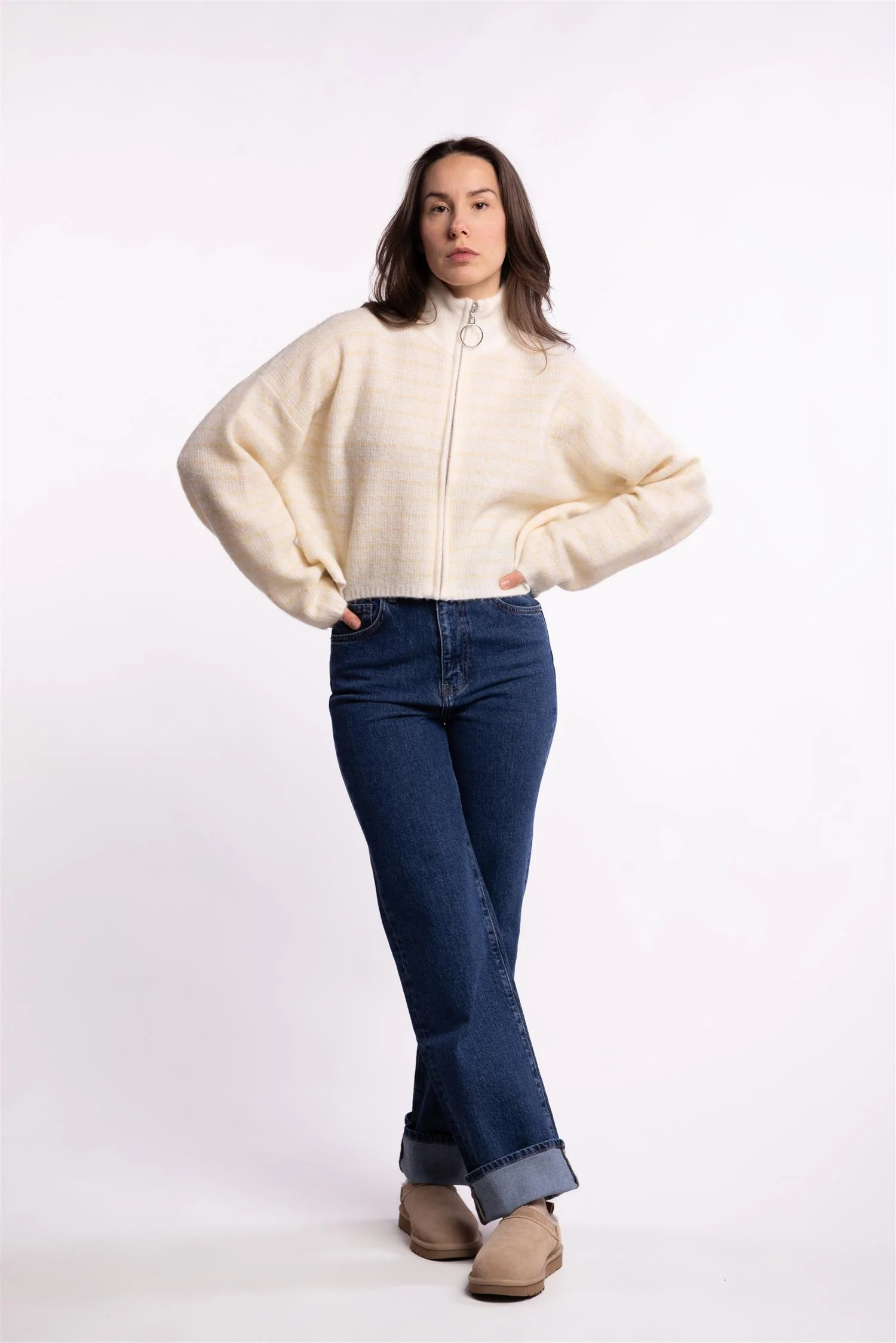 Tine Waflle Check Cardigan- Lt Yellow Mix - Image 8
