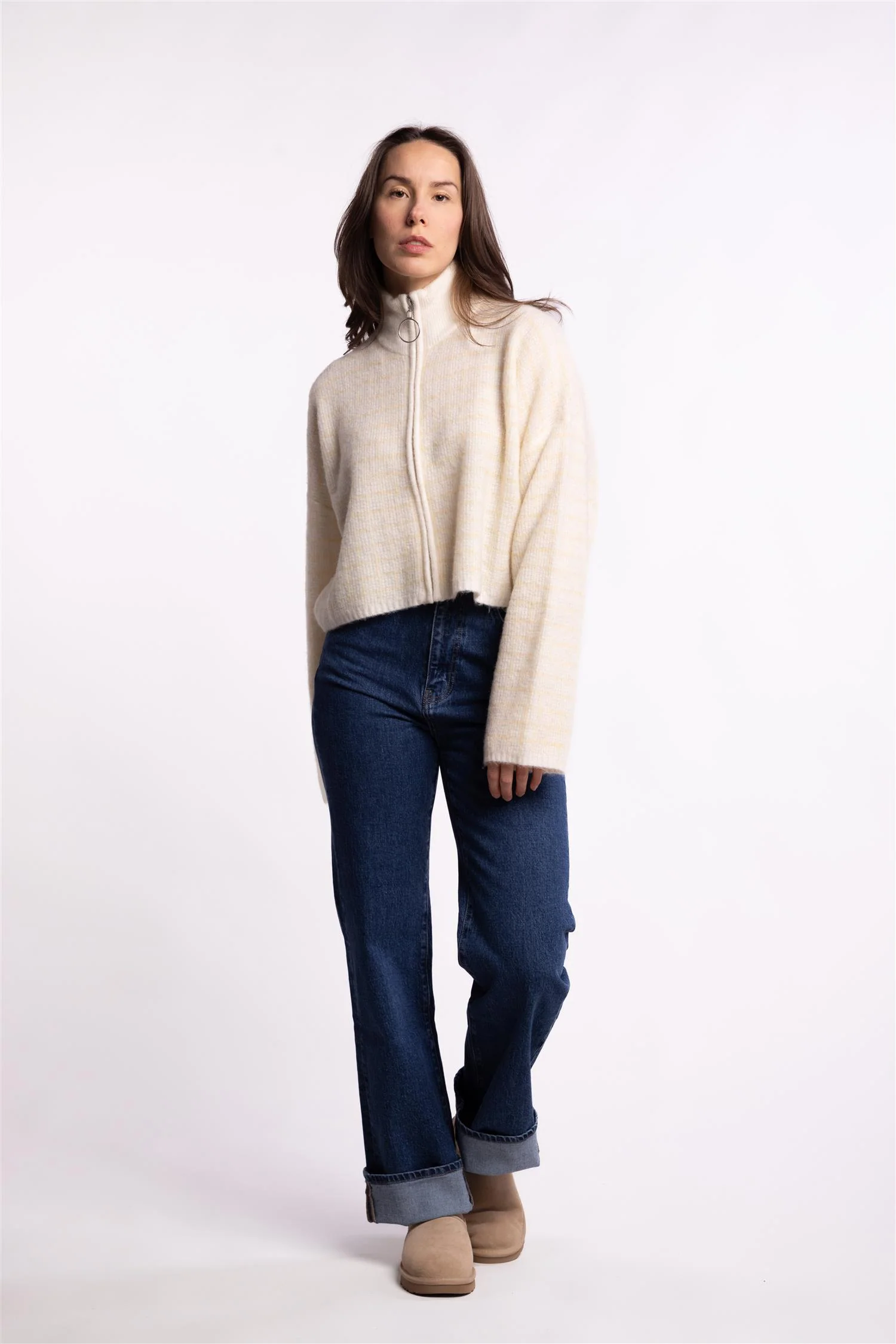Tine Waflle Check Cardigan- Lt Yellow Mix - Image 9