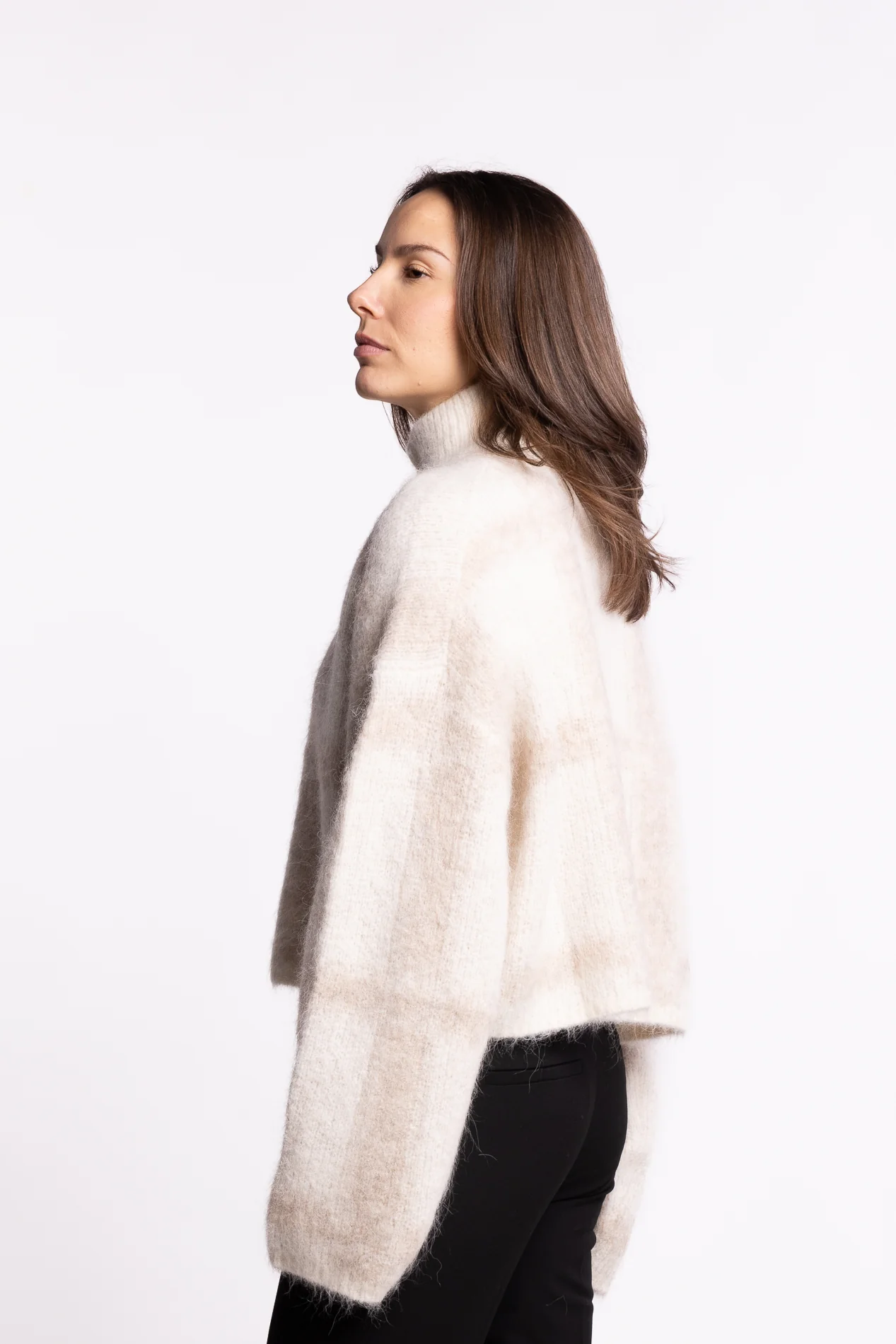 Tine Light Check Cardigan- Lt Brown Mix - Image 4