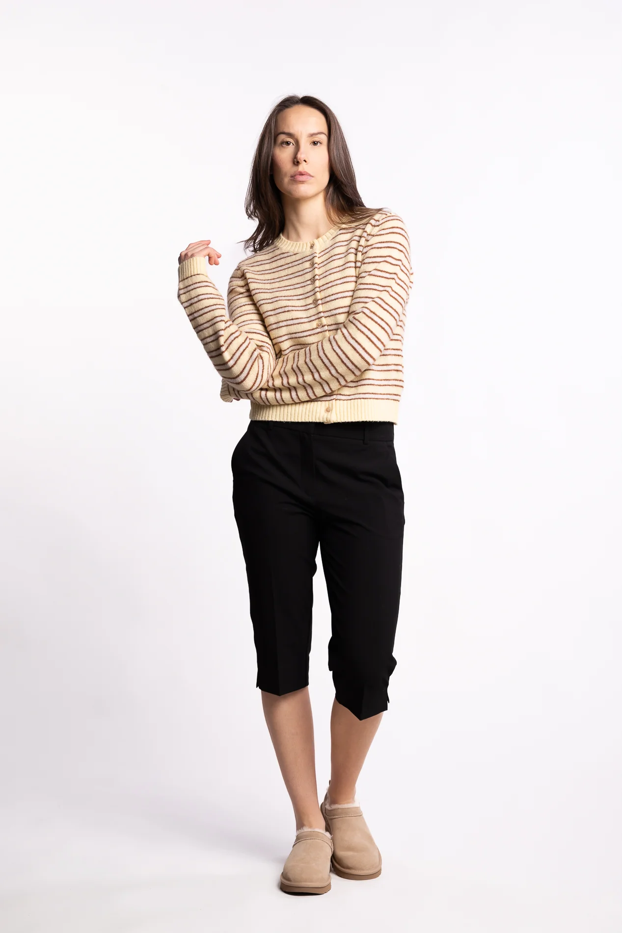 Stripe Wool Cardigan- Lt Yellow Stripe - Image 8
