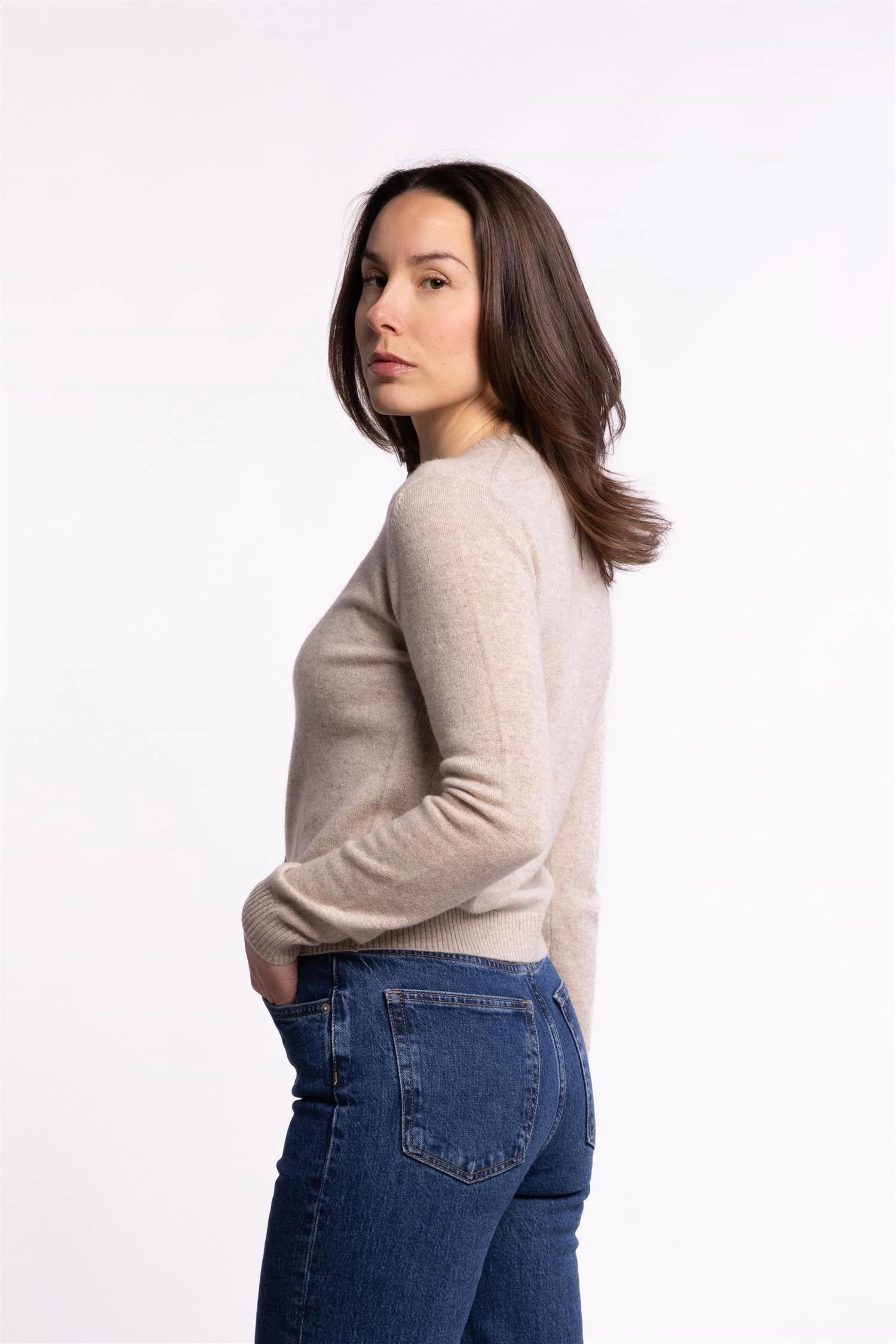 Slim Cashmere Cardigan- Sand - Image 10