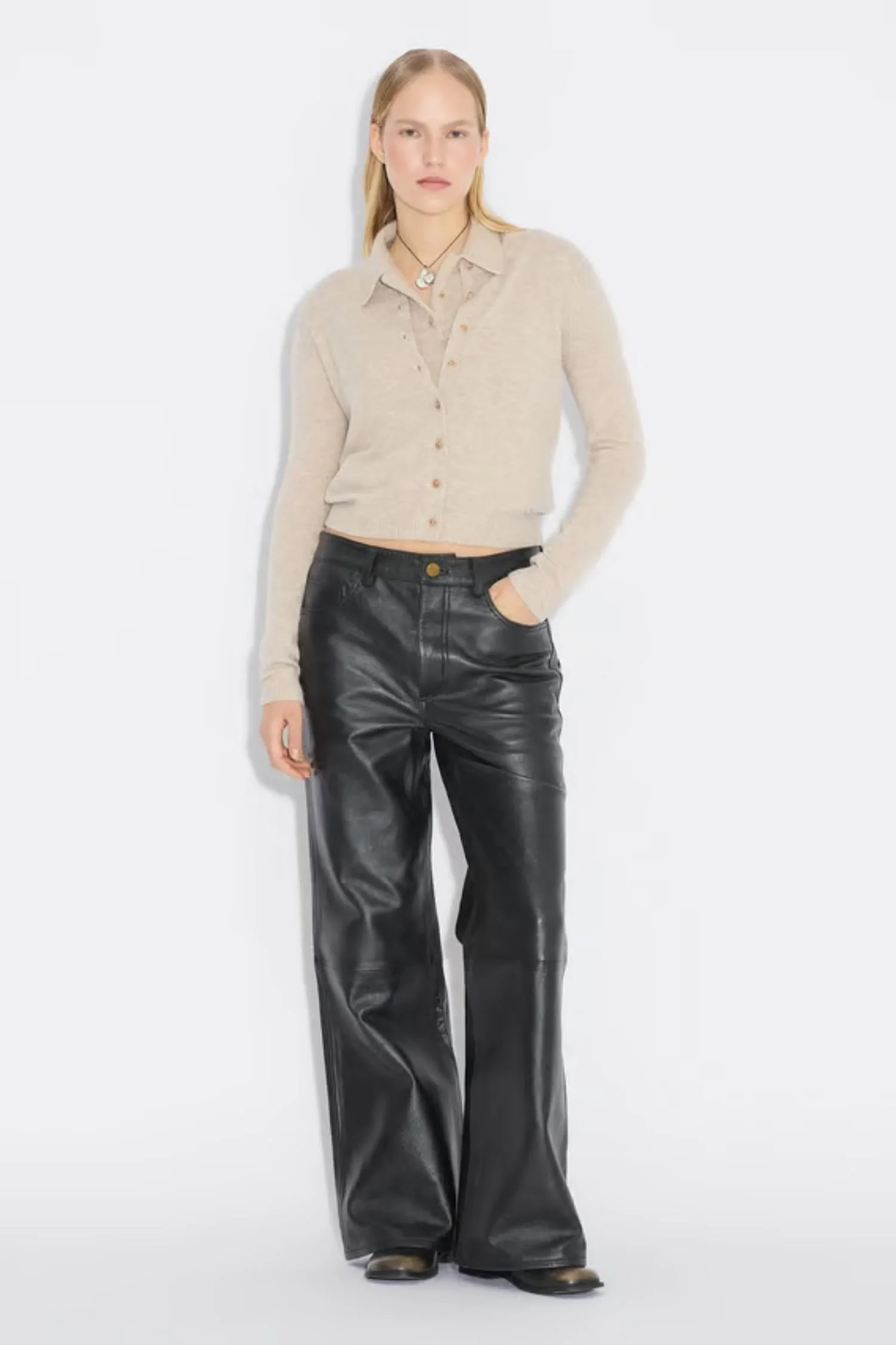 Slim Cashmere Cardigan- Sand - Image 3