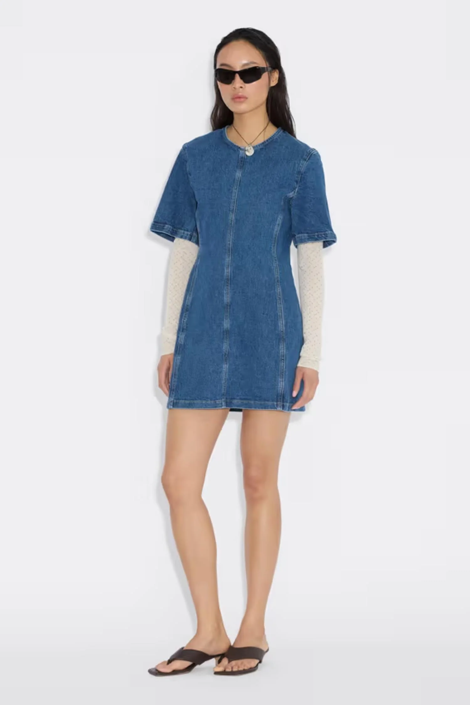 Short Denim Dress - Blue - Image 2