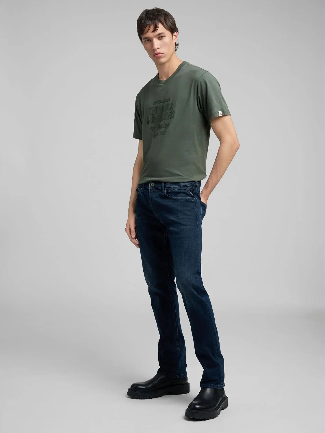 Grover Straight Fit Hyperflex Dark Blue Jeans - Image 4