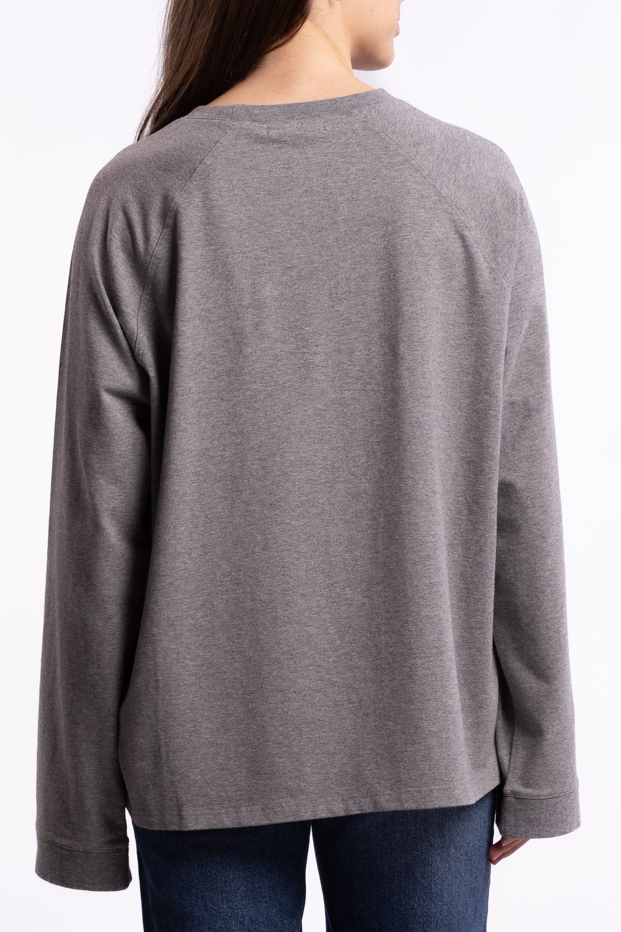 Thelma LS Cotton Tee- Grey Melange - Image 3
