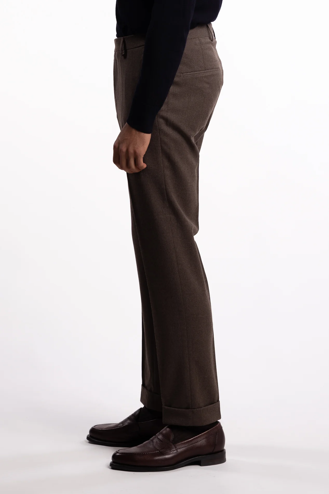 Dandy Turn Up Trousers Beige Melange - Image 2