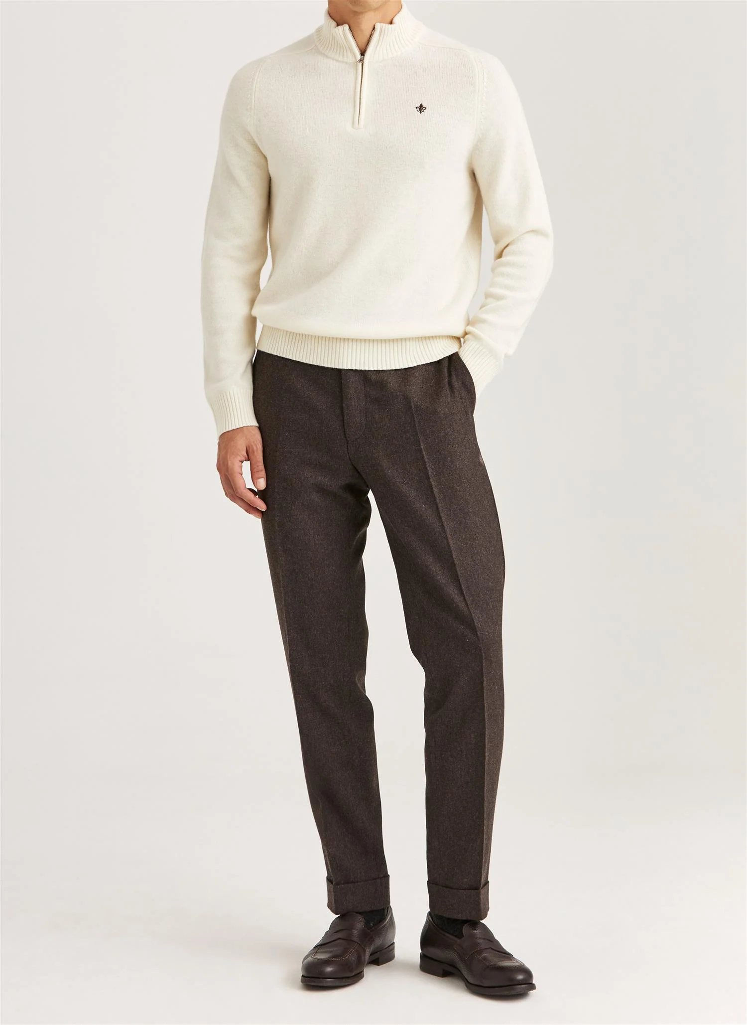 New Hertford Merino Half Zip Off-White - Image 3