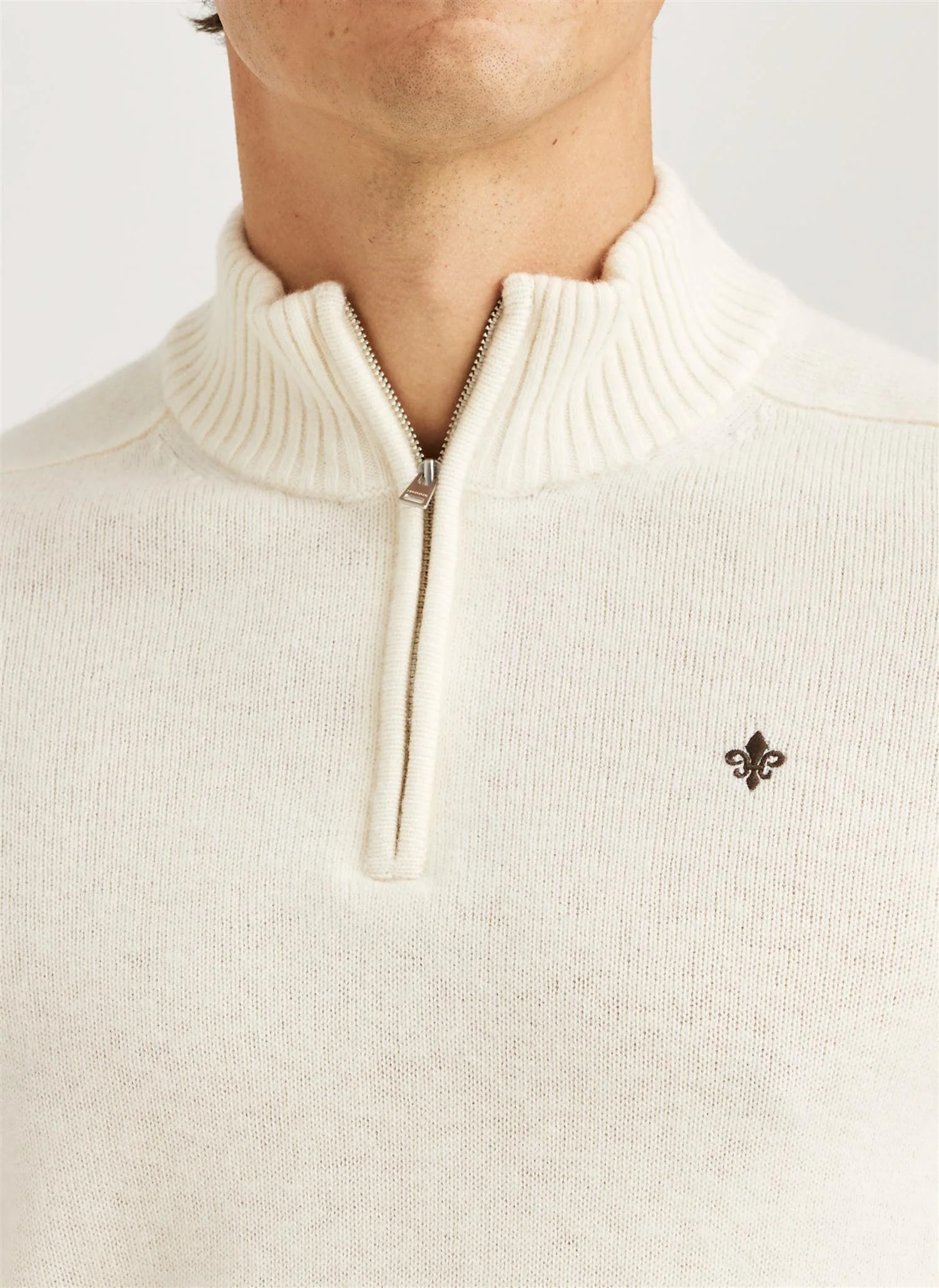 New Hertford Merino Half Zip Off-White - Image 4