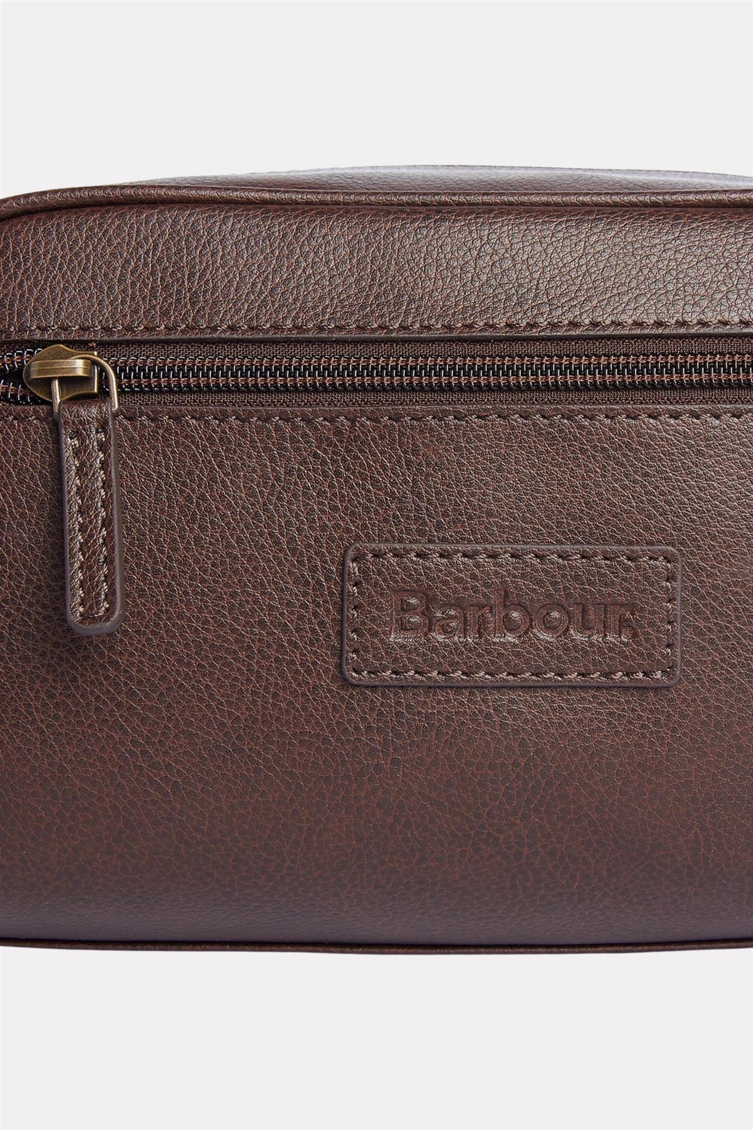 Leather Washbag Brown - Image 4