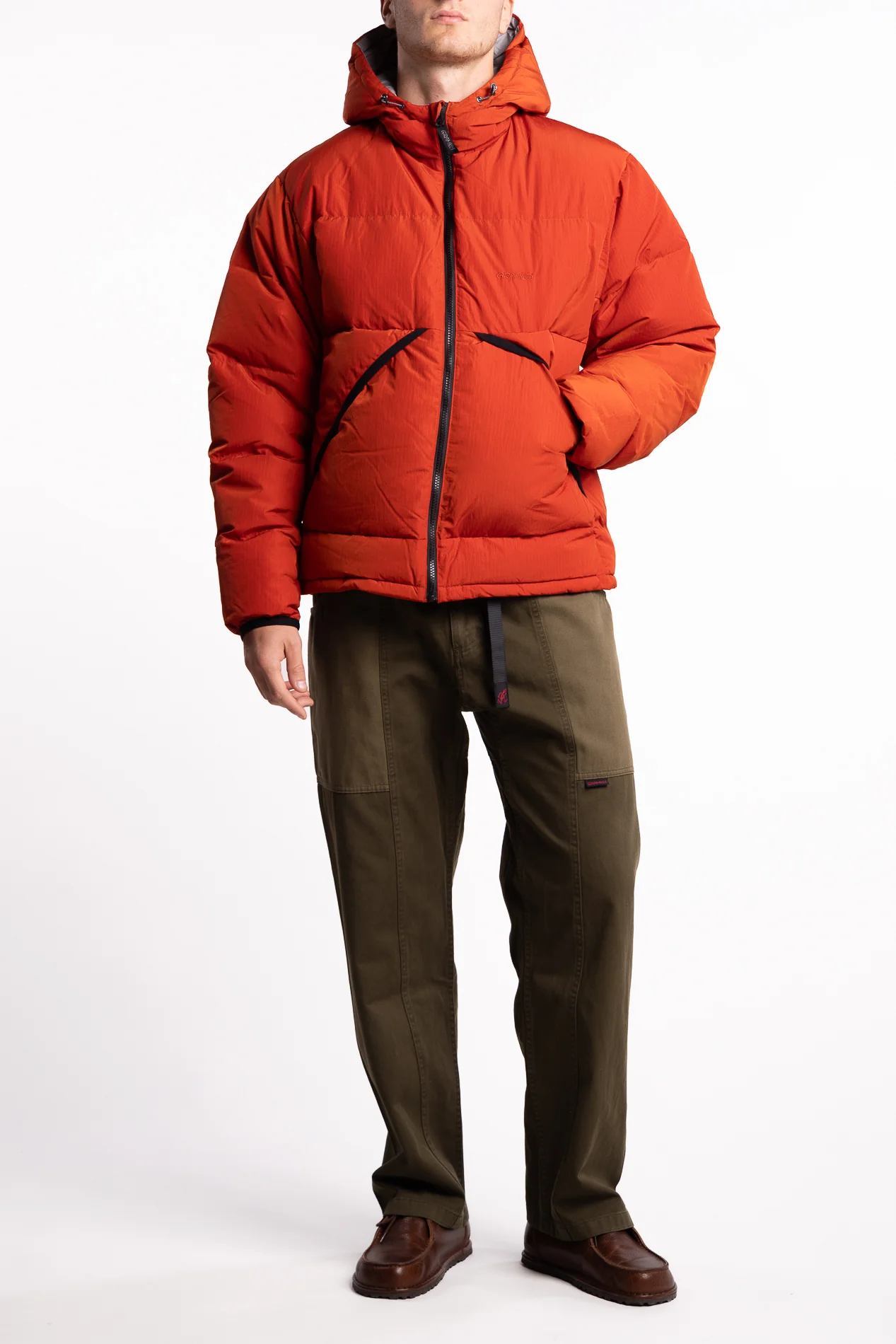 Down Puffer Hooded Jacket Burnt Red - Image 4