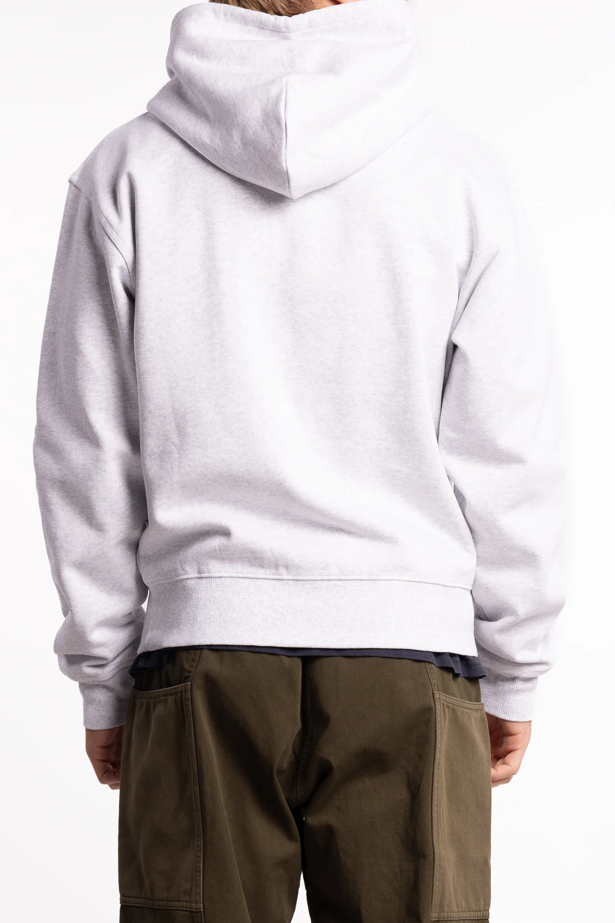 One Point Zip Hooded Sweatshirt Heather Ash - Image 3