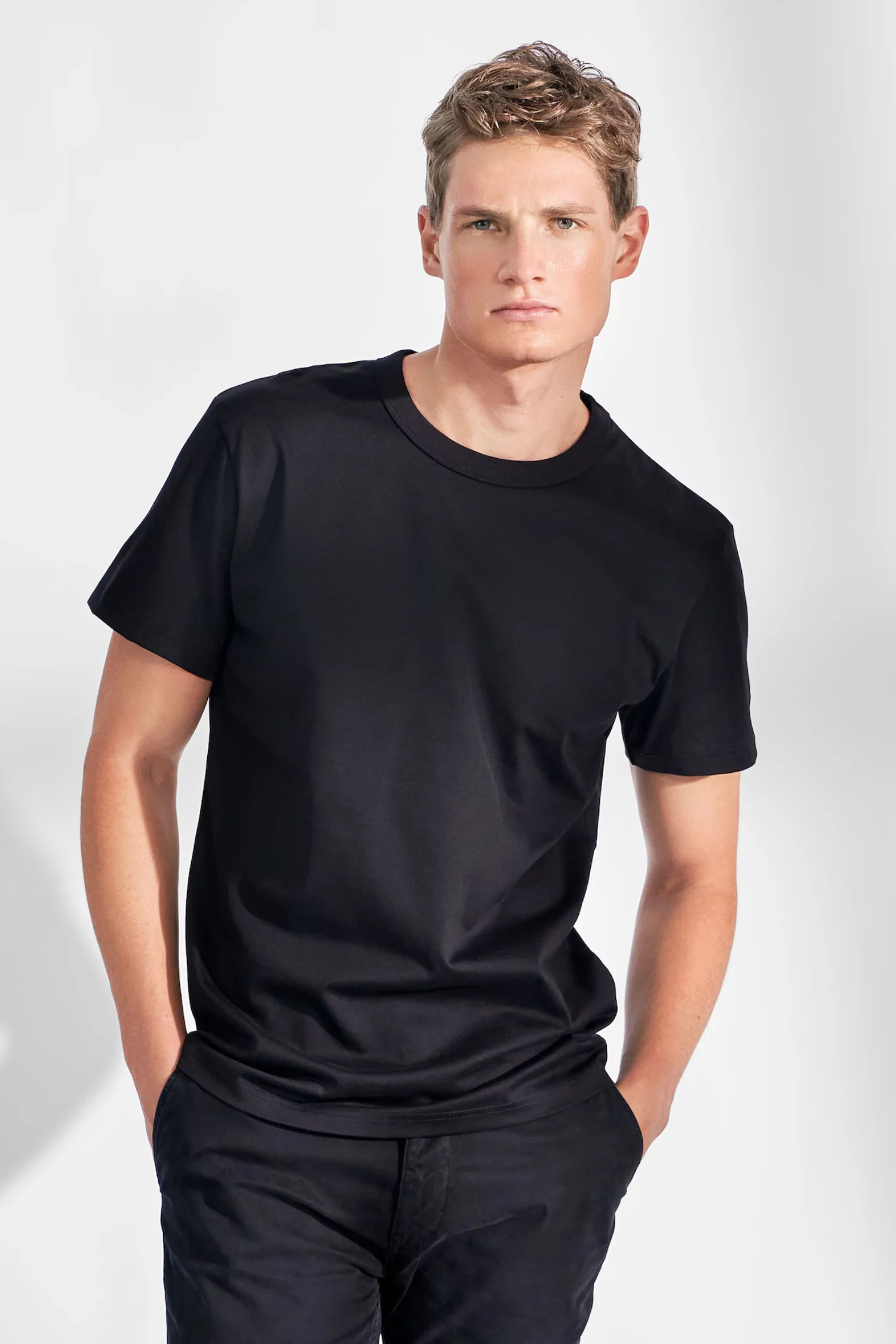 Pima Cotton Crew Neck T-Shirt Black - Image 6