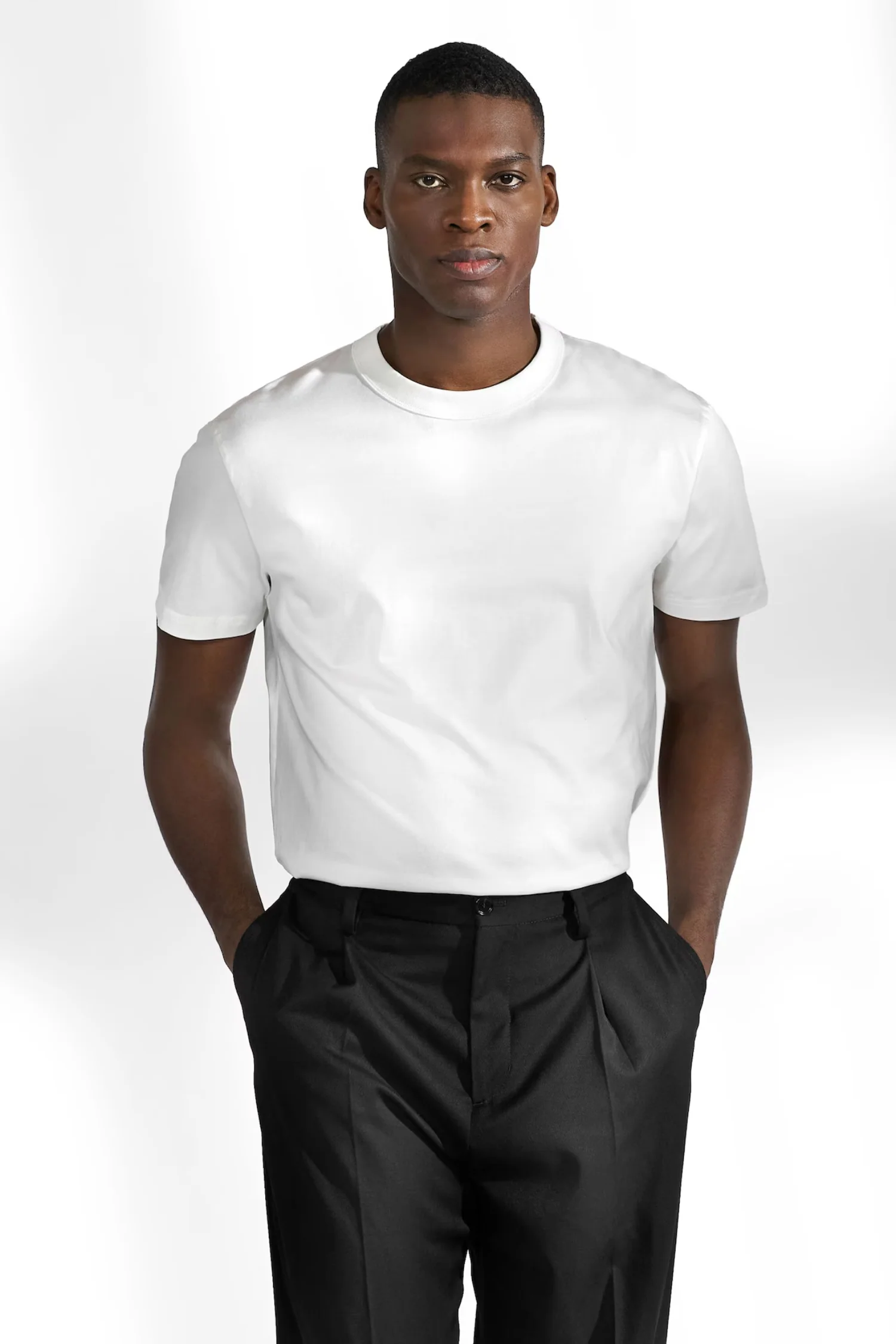 Pima Cotton Crew Neck T-Shirt Ivory - Image 2