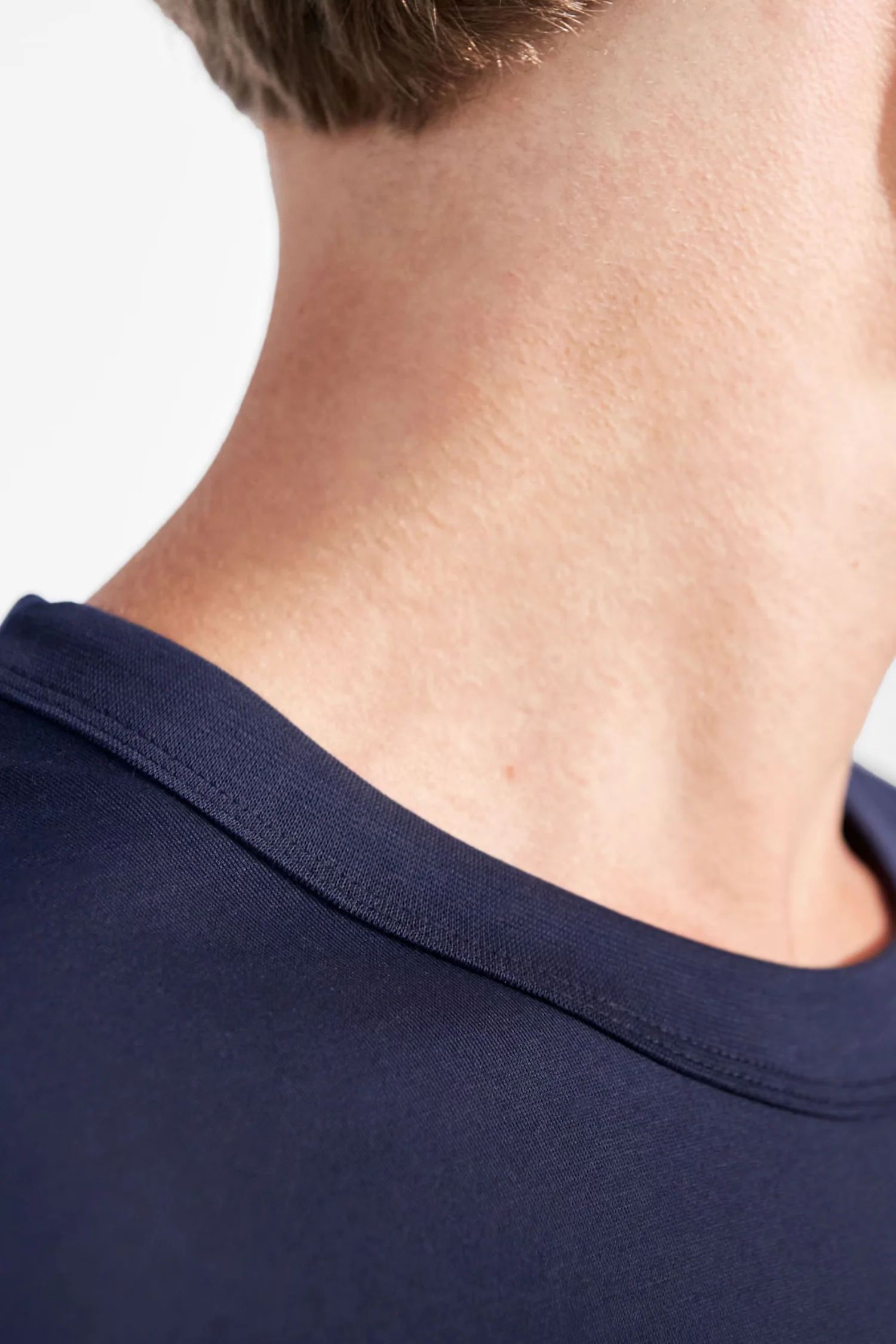 Pima Cotton Crew Neck T-Shirt Navy Blue - Image 6
