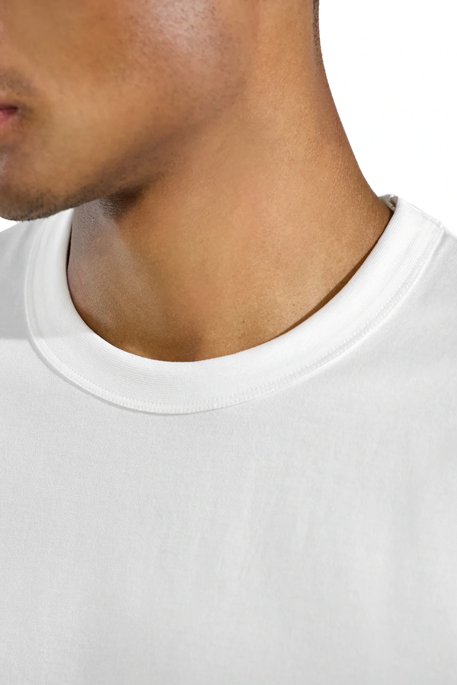 Pima Cotton Crew Neck T-Shirt White - Image 6
