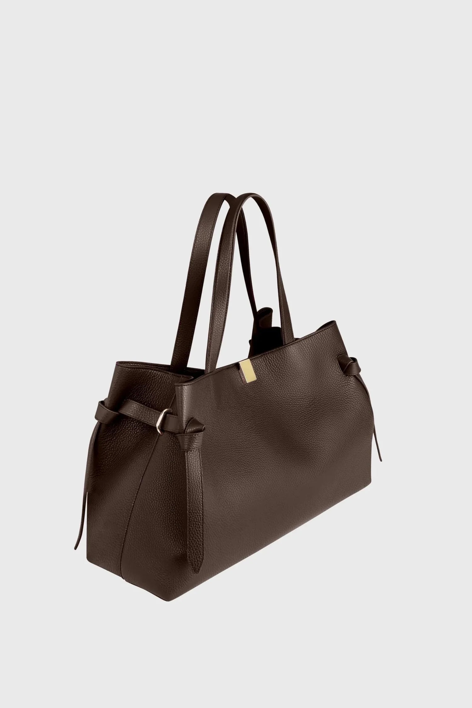 Gyoza Tote- Espresso Pebble Grain Leather - Image 4