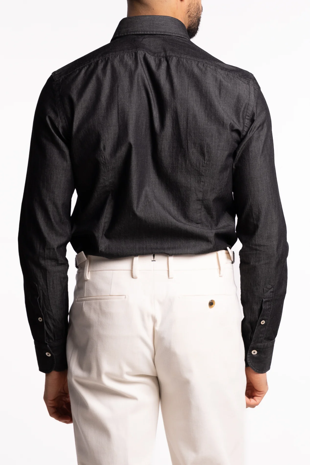 Cotton Chambray Shirt Dark Grey Denim - Image 3