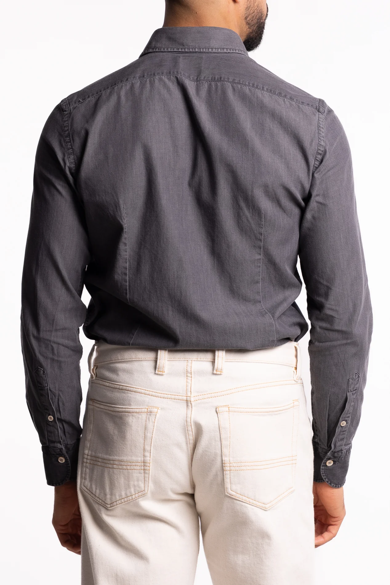 Cotton Chambray Shirt Light Grey Denim - Image 3