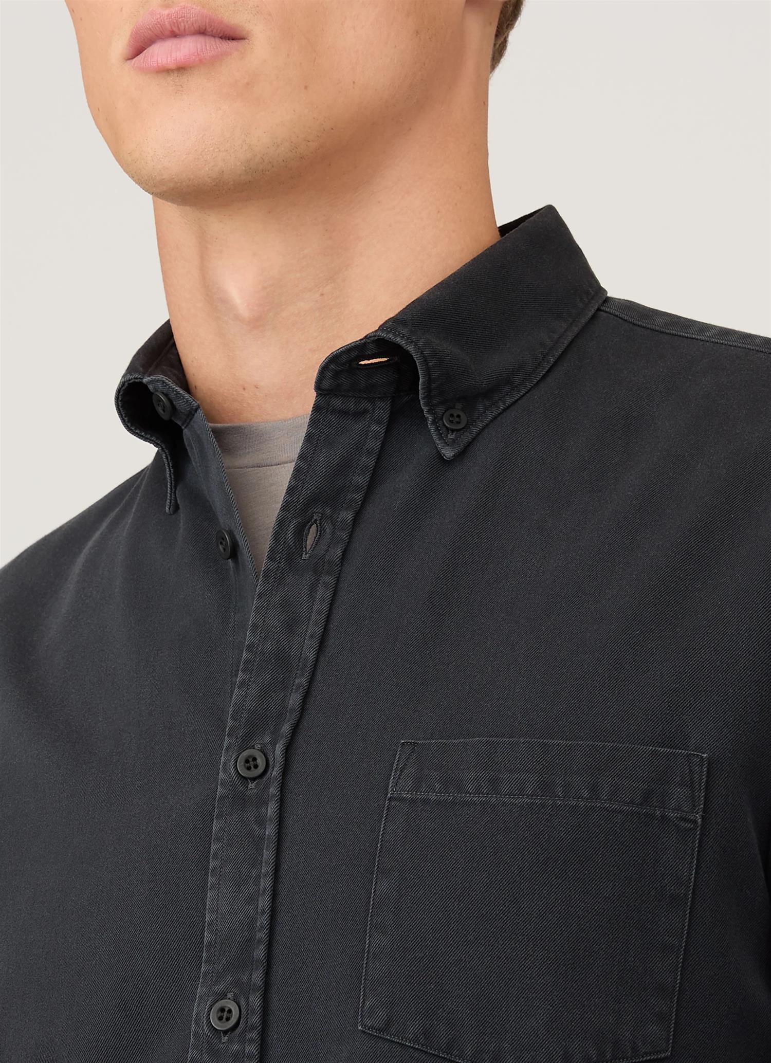 Button Down Twill Shirt Black - Image 6
