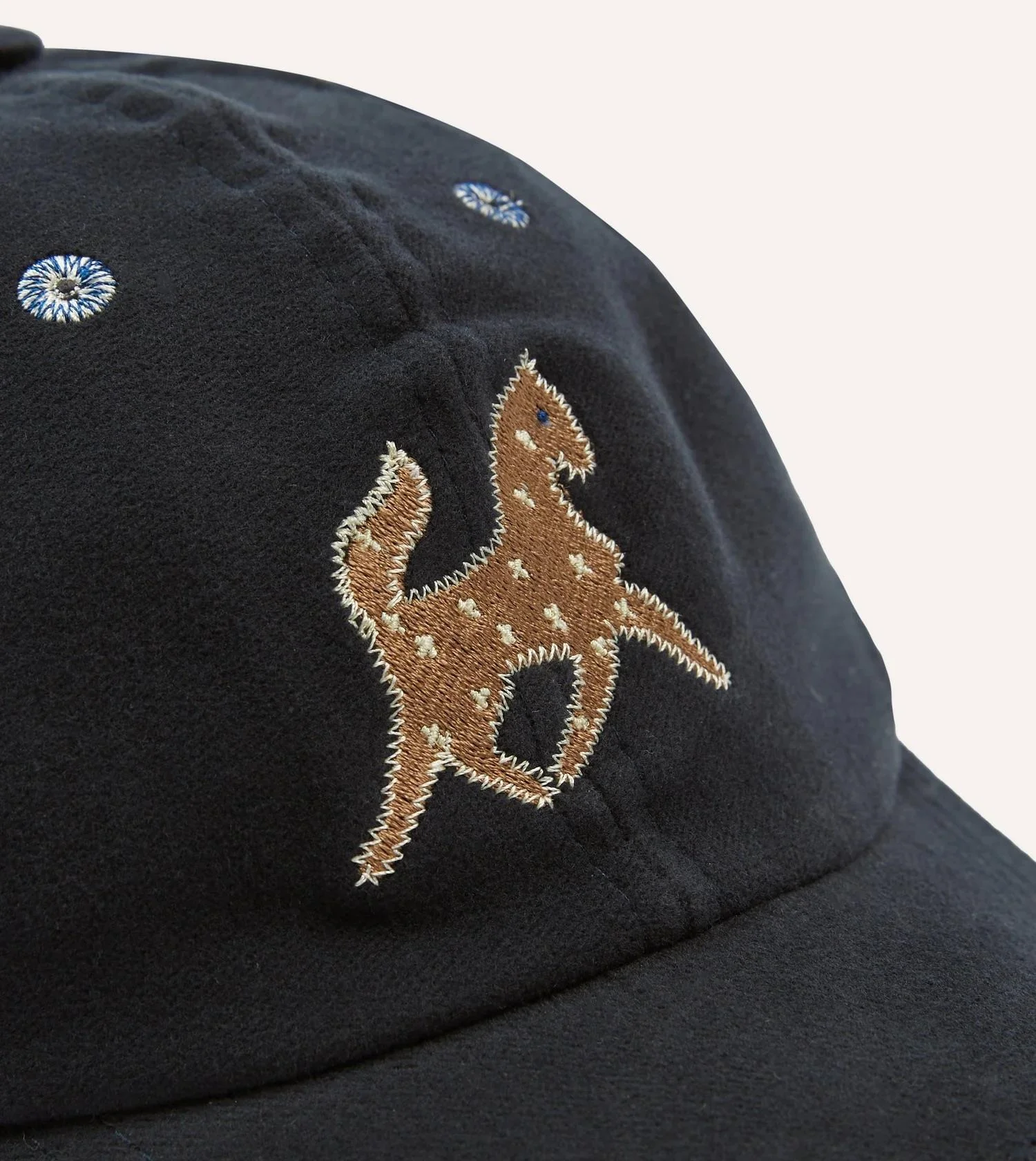 Horse Applique Moleskin Baseball Cap Dark Navy - Image 2