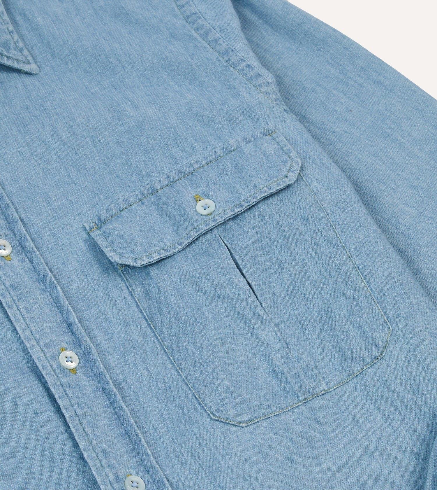 Denim Work Shirt Bleach Wash - Image 3
