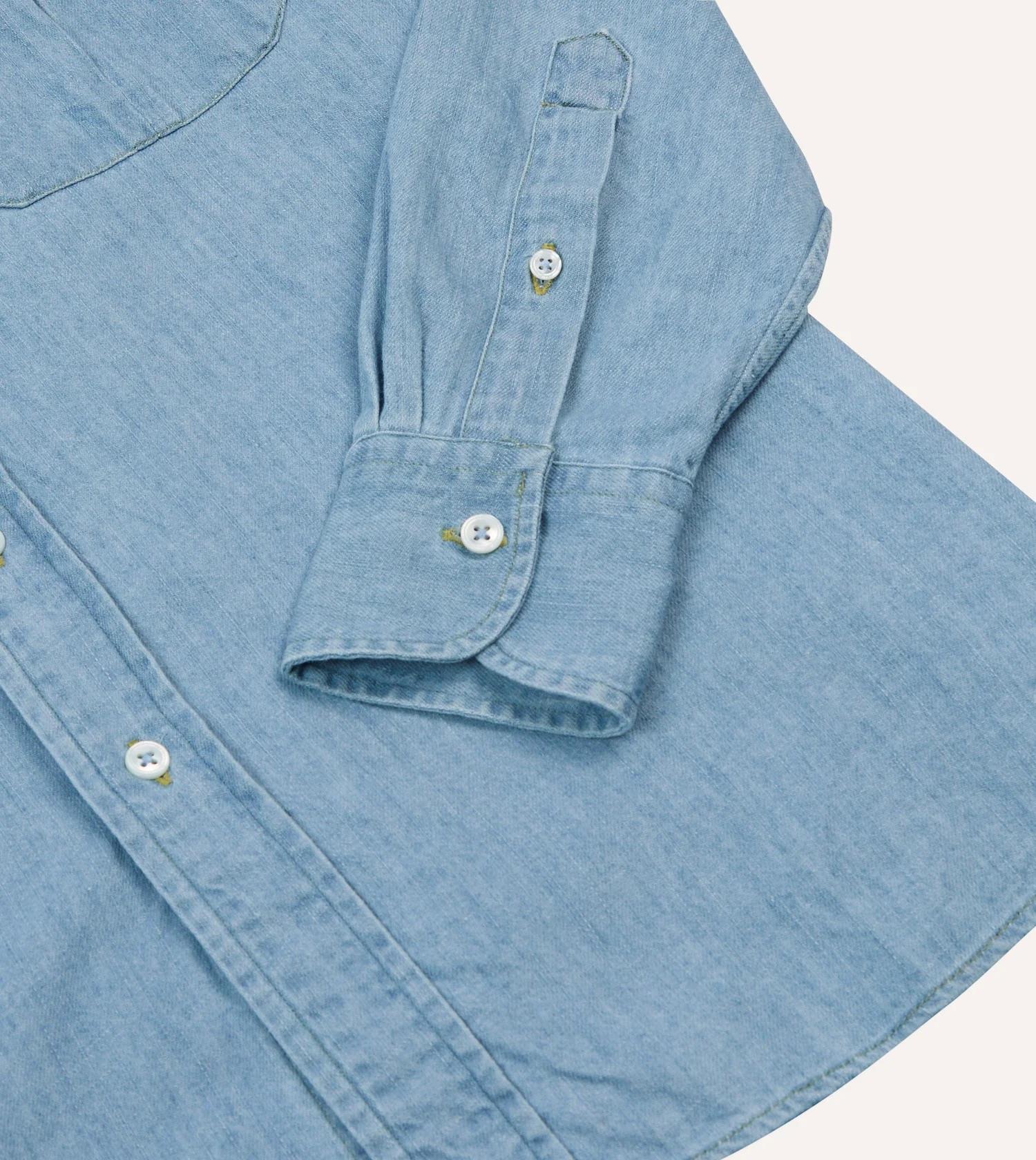 Denim Work Shirt Bleach Wash - Image 4