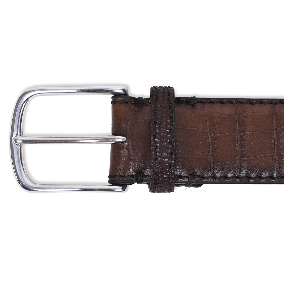 Crocodile/Lizard/Snake Leather Belt Brown - Image 2