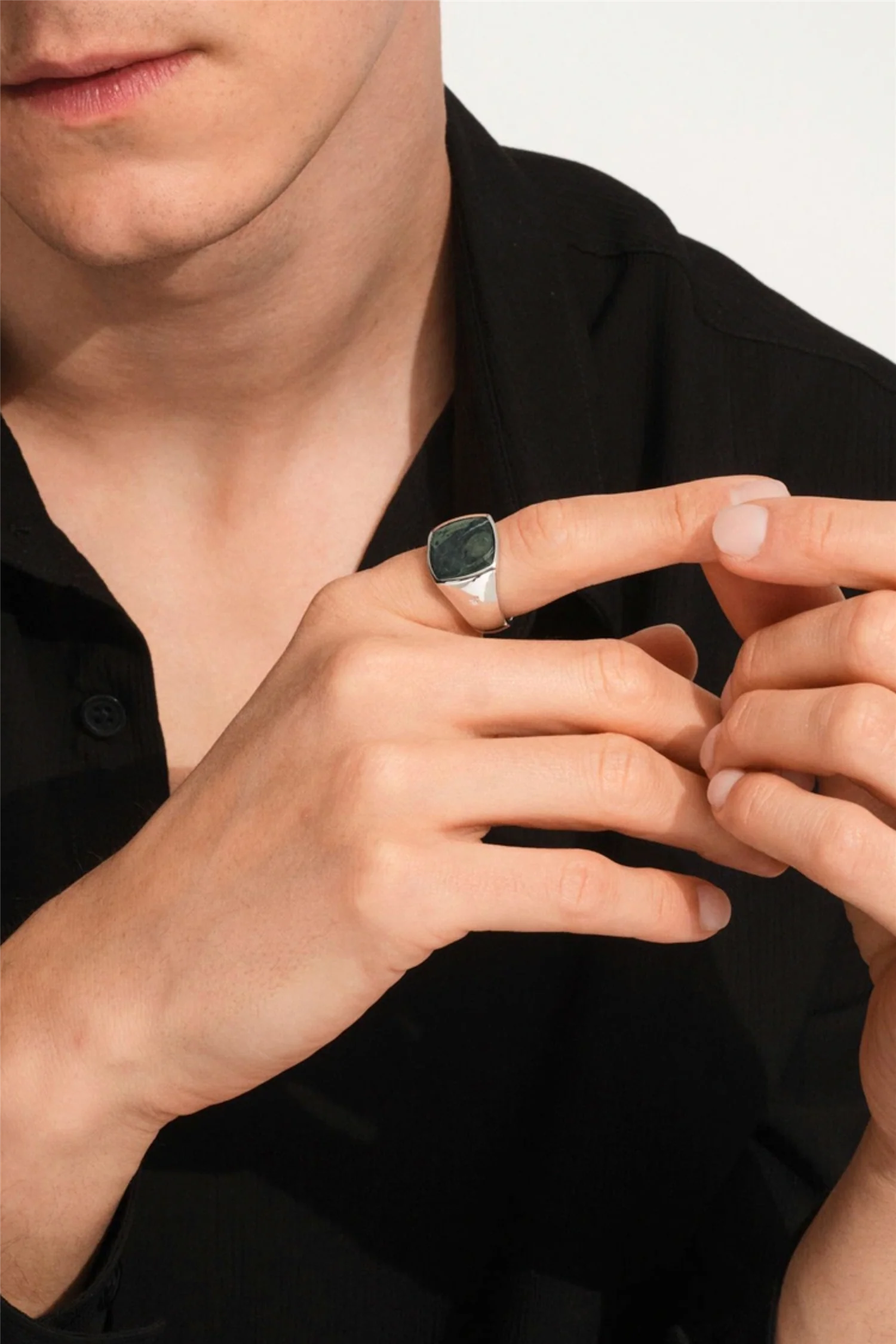 Men's Cushion Ring Kambaba Silver - Image 6