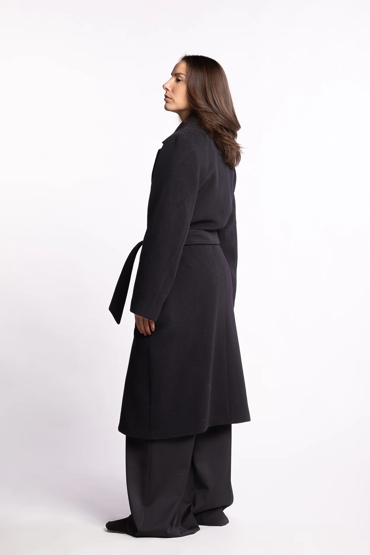 Charlotte Wool Belted Coat- Black - Image 2