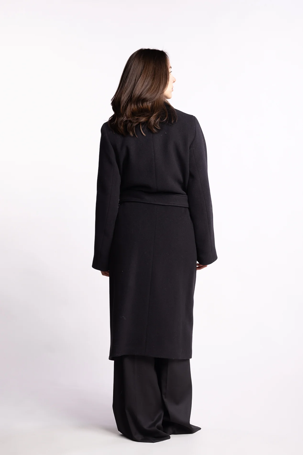Charlotte Wool Belted Coat- Black - Image 3